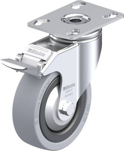 Blickle Lenkrolle LKPA-VPA 101K-FI-FA mit Feststeller in Grau, Schwarz und Silber, Rad-Durchmesser: 100 mm, Tragfähigkeit: 110 kg - Bild 1