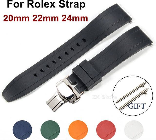 Uhrenarmband Silikon, Schwarz, 20mm 22mm, Unisex, Schmetterlingsverschluss - Bild 1