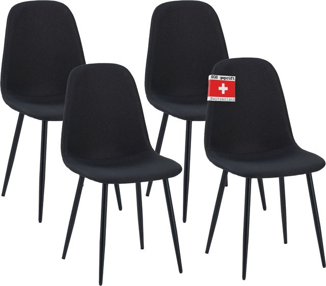 Albatros Esszimmerstühle BARI 4er Set Schwarz mit Stoffbezug und Metall-Gestell im Vintage Design - Bild 3