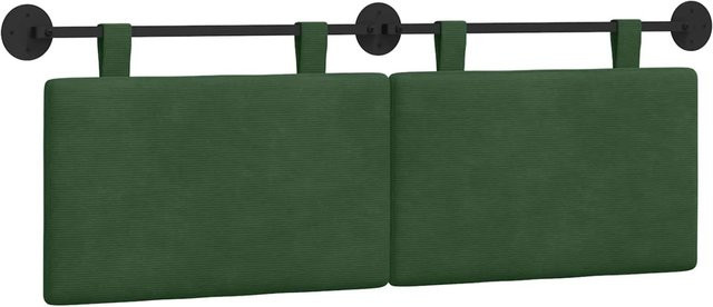 vidaXL Hängendes Kopfteil aus Cordstoff in Grün, Breite: 130 cm, Höhe: 55 cm, Tiefe: 5 cm - Bild 1