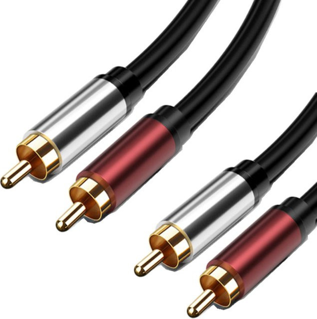 BOHCHONG Audio-Video-Kabel 2RCA zu 2RCA in Schwarz mit Reinkupfer-Signalleitung für HIFI-Verstärker und TV-Box - Bild 1