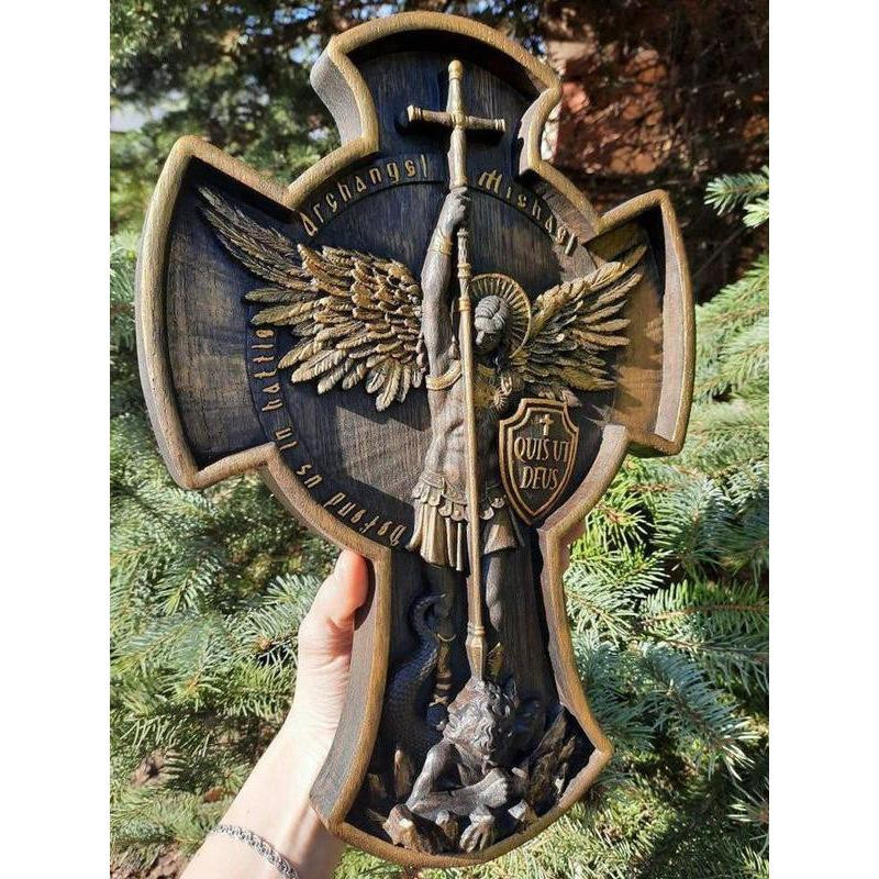 Erzengel Michael Statue aus Harz von Yiran Furniture zur Dekoration für Schreibtisch und Wohnzimmer, Höhe: 17,0 cm, Breite: 23,0 cm, Tiefe: 17,0 cm - Bild 2