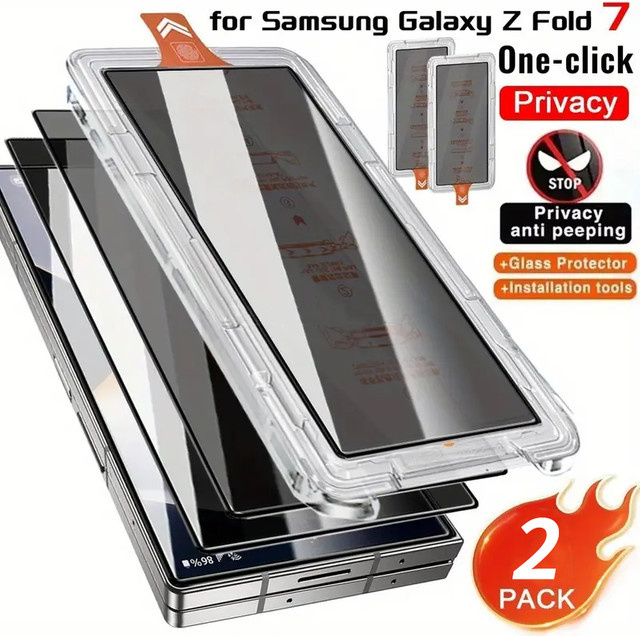 2 Stück Sichtschutz Displayschutzfolie für Samsung Galaxy Z Fold 7, Anti-Spy HD Klare Gehärtete Glas-Schutzfolie mit Kameraschutz, Transparent - Bild 1