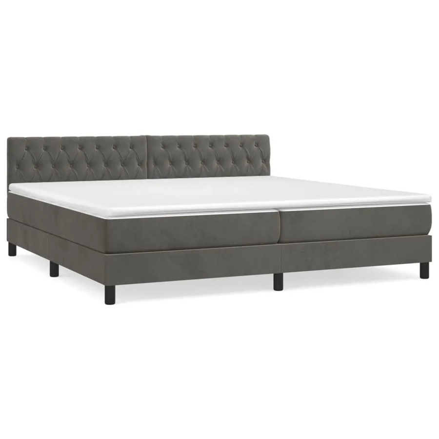 vidaXL Boxspringbett mit Matratze in Dunkelgrau, Hybridbett mit Taschenfederkern aus Samt, B/T: 200 x 200 cm - Bild 2