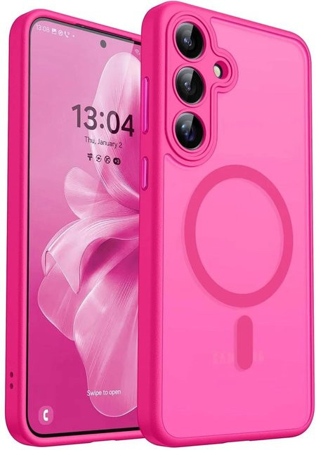 Matte durchscheinende magnetische kabellose Ladehülle für Samsung Galaxy S25 Ultra S24 S23 Ultra Plus S24FE in Pink und Transparent - Bild 1