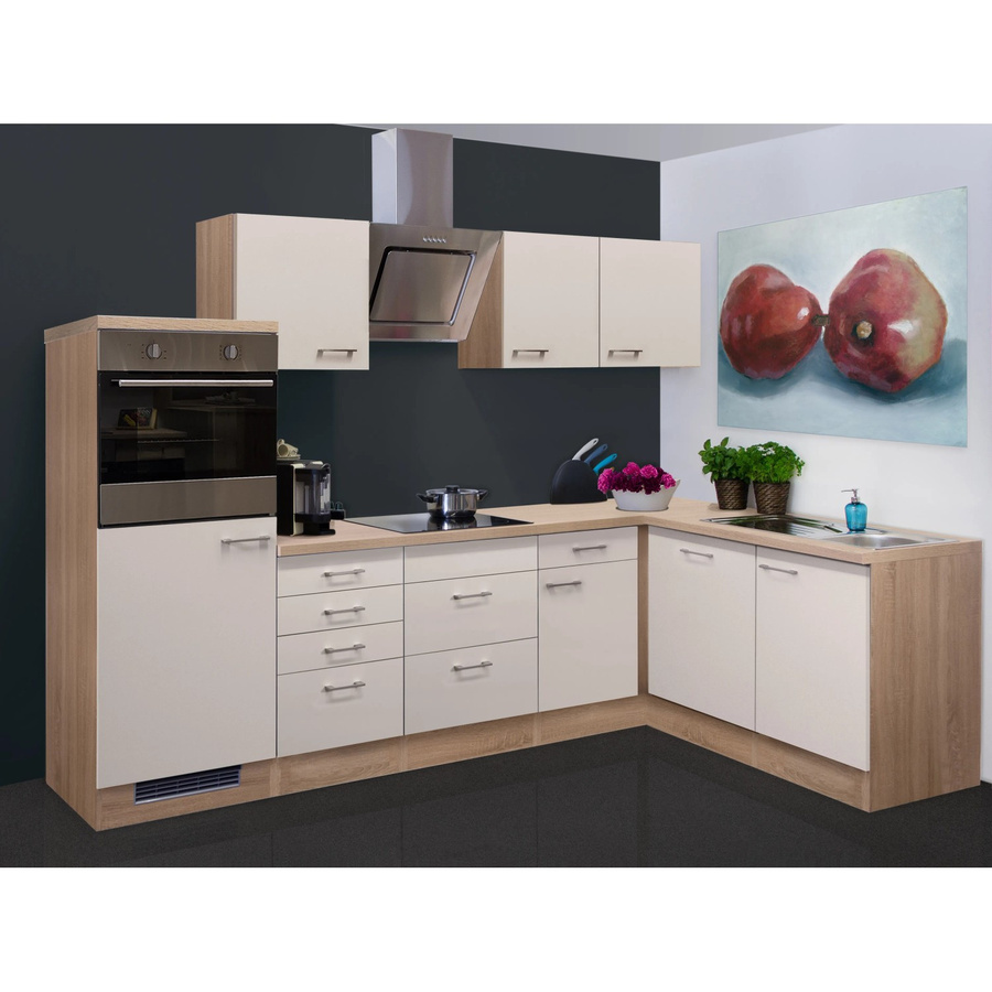 Flex-Well Winkelküche Nepal in Beige und Braun mit Glanz-Finish, B/T/H: 280 x 166 x 60 cm - Bild 2