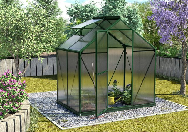 Vitavia Gewächshaus Triton 2500 in Smaragdgrün mit Stahlfundament und 4 mm Hohlkammerplatten, 2,5 m² - Bild 1