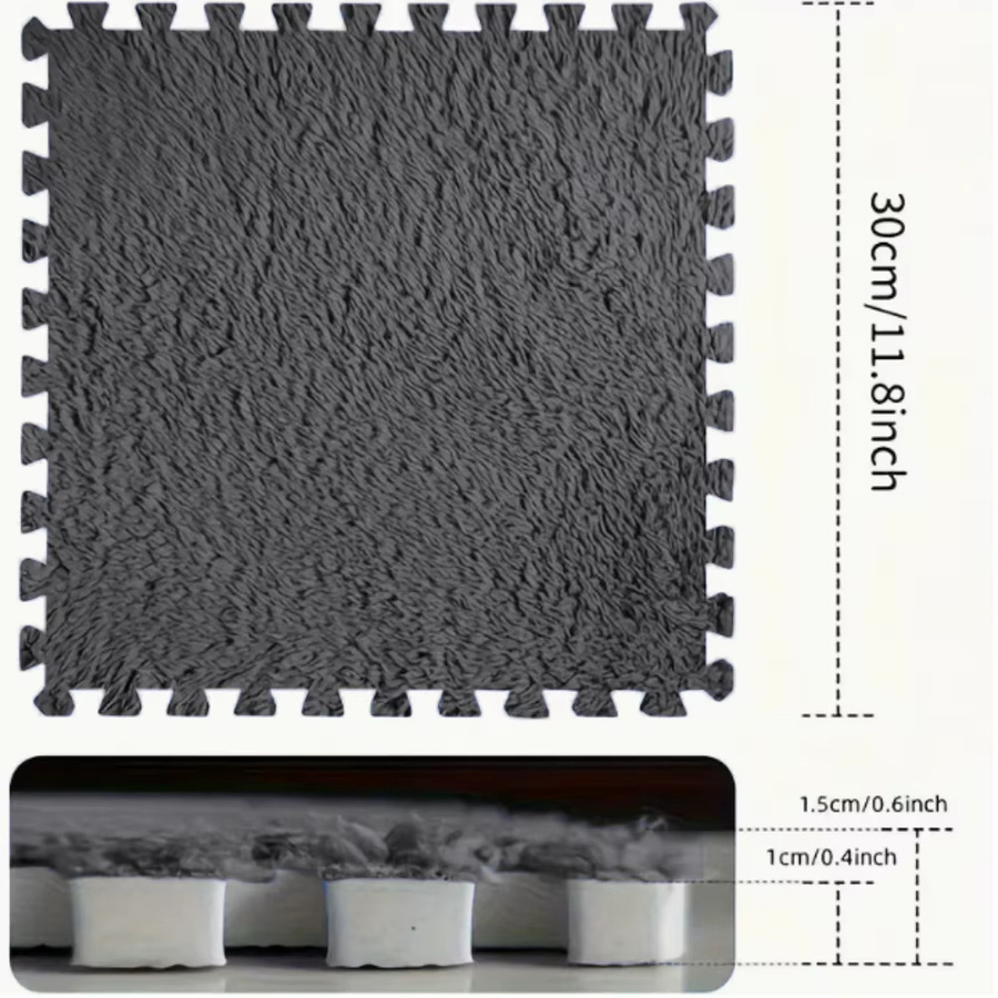 DHDH 20-teilige weiche Plüsch-Babymatte aus EVA-Schaum und Polyester, rutschfeste Puzzle-Spielmatte für Kinderzimmer, Schlafzimmer oder Balkon, Farbe: Weiß - Bild 2