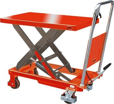 Mobiler Hubtisch SHW Premium mit manuellem Betrieb in Rot-Silber, Hubbereich 225-740 mm, Tragkraft bis 150 kg aus Stahlblech und Stahl - Bild 1