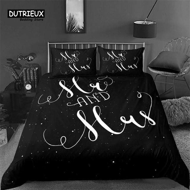Bettwäsche-Set mit Liebesworten und 3D-Liebesherz von Binchi Outdoor Product, Mikrofaser, Schwarz, B/H: 200 x 200 cm - Bild 1