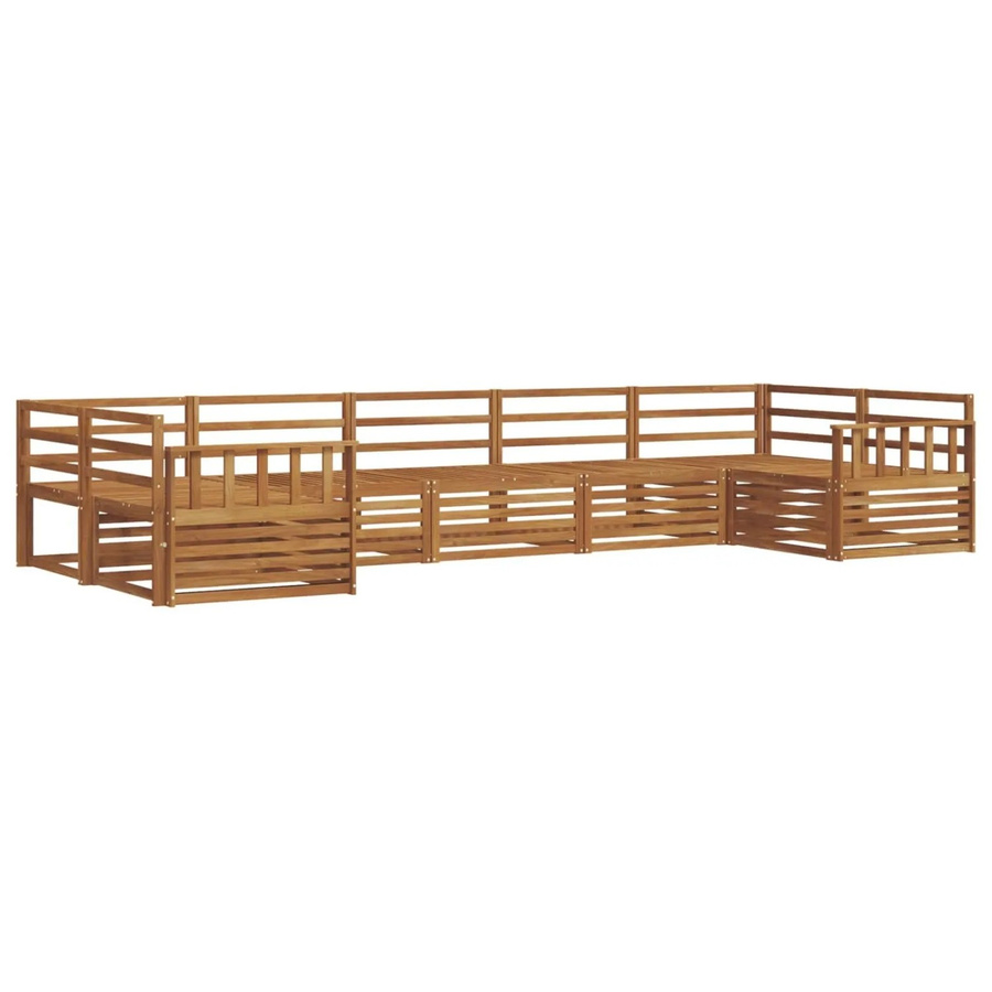vidaXL Sofagarnitur aus Massivholz Akazie in Braun, 7-teiliges U-Shape Sofa Set - Bild 2