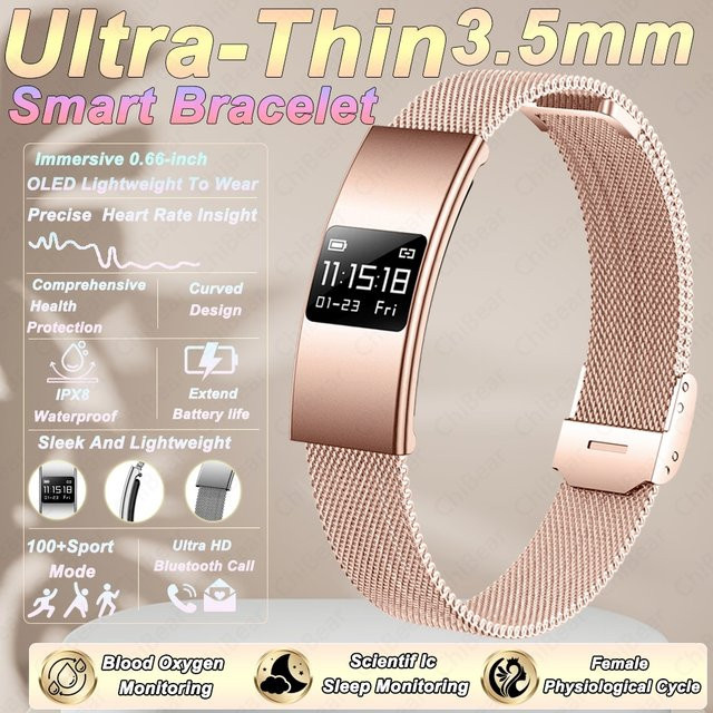 ChiBear Smart-Armband für Damen in Schwarz mit Herzfrequenzmessung, Blutsauerstoffmessung und Schlafanalyse - Bild 1