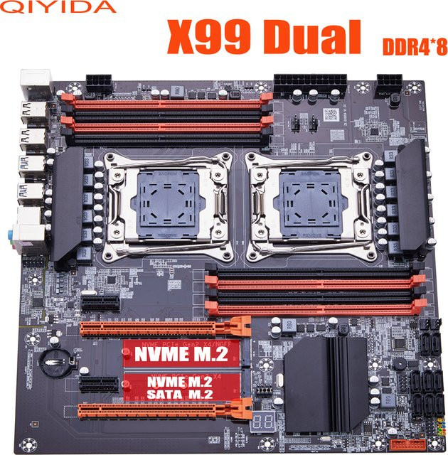 QIYIDA X99 C612 Mainboard in Schwarz mit Dual-Chip, LGA 2011-3 CPU-Unterstützung, DDR4 RAM und NVMe M.2 Anschluss - Bild 1