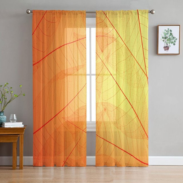 Super Six Tüllvorhang mit rotem Ahornblatt-Design, transparent, B/H: 135 x 137 cm - Bild 1