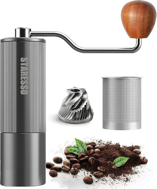 Staresso Manuelle Kaffeemühle aus Edelstahl für Espresso, French Press und Filterkaffee, Farbe: Silber - Bild 1