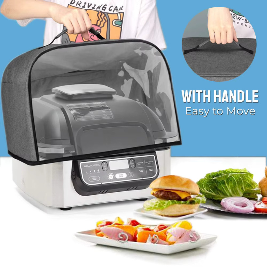 Ninja Foodi Schutzhaube aus Oxford-Stoff in Grau mit Aufbewahrungstaschen zur Staubabweckung für Heißluftfritteusen und Toaster - Bild 2