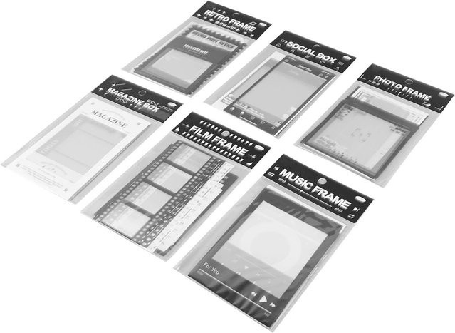 GoolRC Scrapbook-Rahmen Set aus PET in Weiß und Transparent für deine DIY-Basteldekoration, 6 Beutel mit sortierten Retro-Stilen - Bild 1