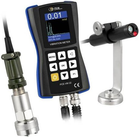 PCE Instruments Vibrationsmessgerät PCE-VM 22 in Schwarz für Beschleunigung, Geschwindigkeit, Frequenz, Tachometer, Verschiebung und FFT - Bild 1