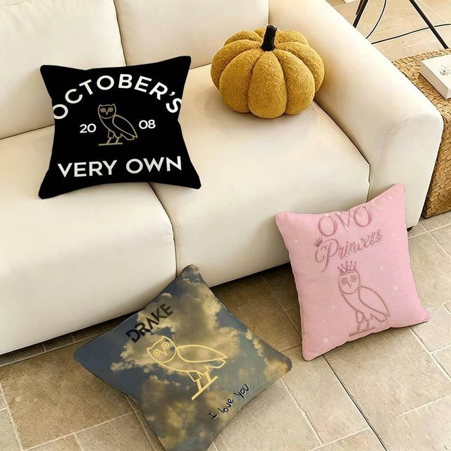D-Drake OvO OWL Quadratischer Kissenbezug mit Grafikprint in Schwarz, Breite: 30 cm, Höhe: 30 cm - Bild 1
