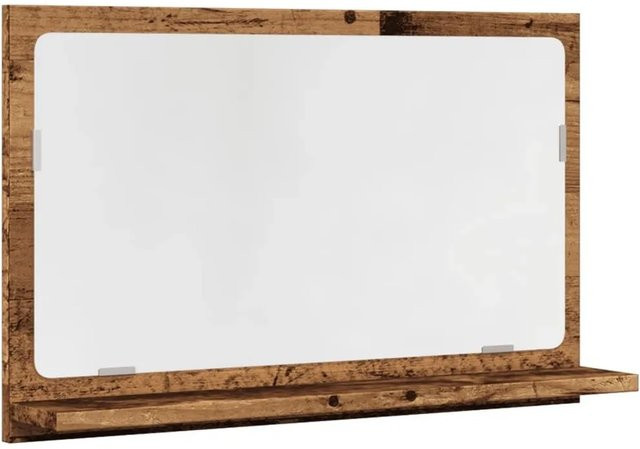 vidaXL Badspiegel mit Ablage in Altholz-Optik, Farbe: Braun, B/T/H: 60 x 11 x 37 cm - Bild 1