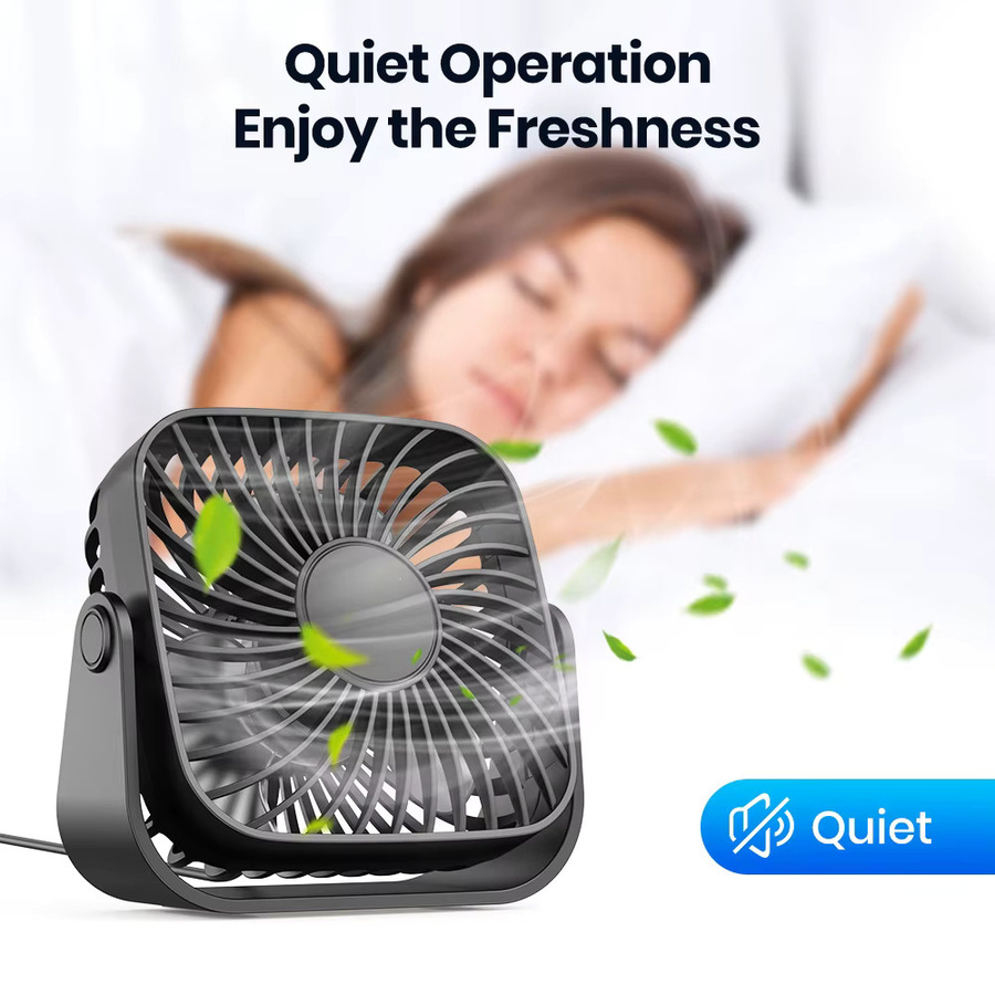 TOPK 4-Zoll USB-Mini-Ventilator in Schwarz mit 3 Geschwindigkeiten und 360 Grad Verstellbarkeit für Camping und Zuhause - Bild 6