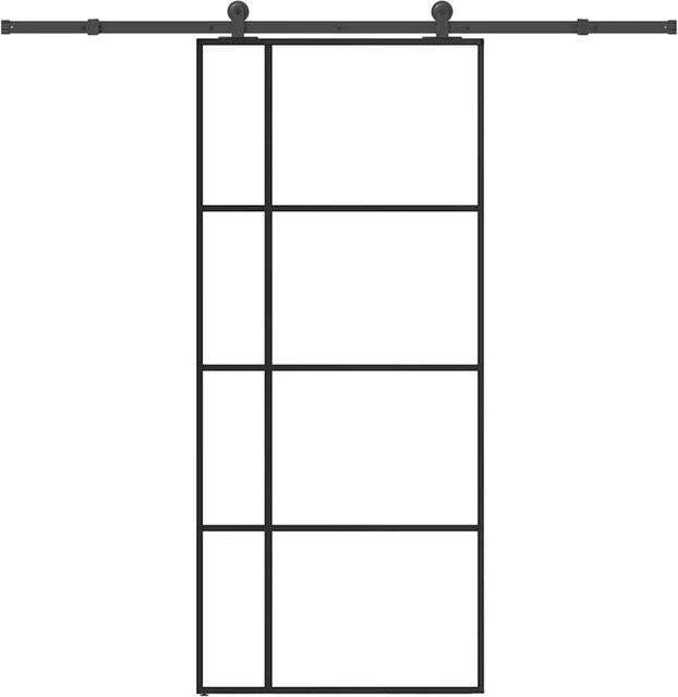 vidaXL Schiebetür aus ESG-Glas und Aluminium in Schwarz und Transparent, B/H: 90 x 205 cm - Bild 1