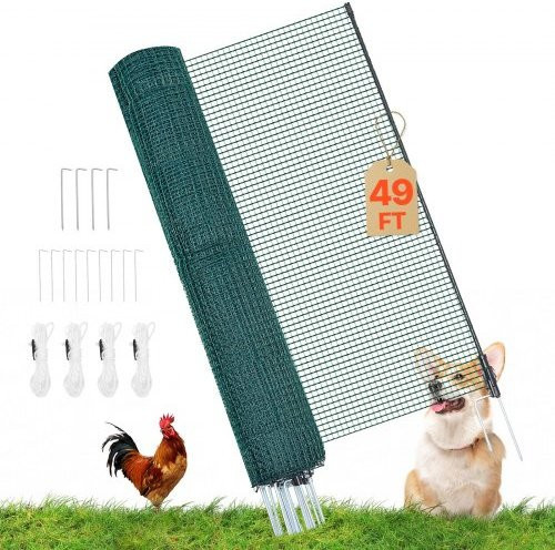 VEVOR Begrenzungszaun aus PE mit Doppelspitzenpfählen und Abspannseilen, Mobiler Gartenzaun für Hunde, Hühner und Pflanzen, B/H: 15 x 0,9 m - Bild 1