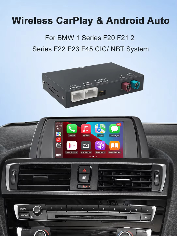 AUTOABC Kabelloses CarPlay und Android Auto Nachrüstkit für BMW Serie 1 2 F20 F21 F22 F23 F45 mit Mirror Link und GPS in Schwarz - Bild 7