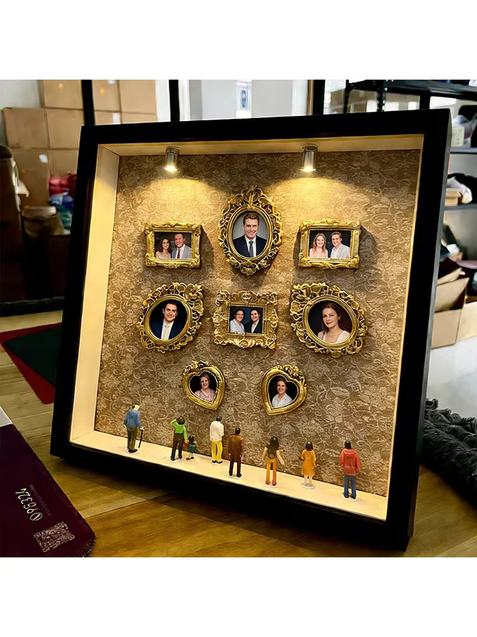 DIY Mini-Museum-Silhouettenbox als Erinnerungs-Display-Set mit Miniaturstatue und Goldrahmen in Gold und Rot - Bild 5