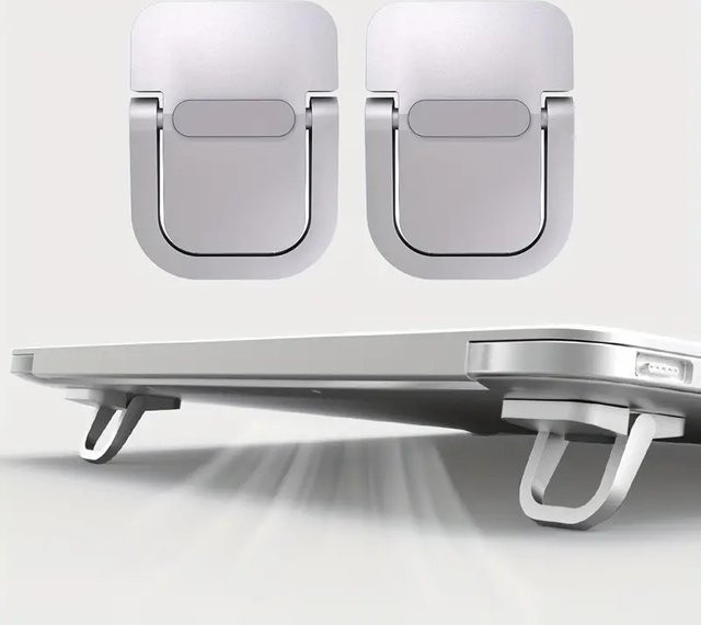 Tragbarer Laptop Ständer aus Aluminium in Silber für Macbook, Huawei und Xiaomi Notebooks - Bild 1