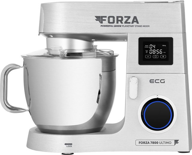 ECG Küchenmaschine FORZA 7800 Ultimo Argento in Silber mit Edelstahl- und Glaskomponenten, Timer und Pulse-Funktion - Bild 1
