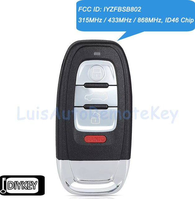 DIYKEY Smart-Remote-Schlüsselanhänger als Ersatz für Audi A4 A5 Q5 in Schwarz - Bild 1