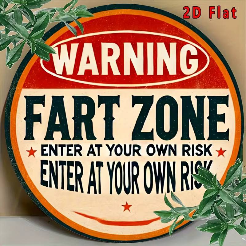 Rundes Metall-Warnschild Potdemiel Fart Zone im Vintage-Stil mit Typografie in Rot - Bild 4
