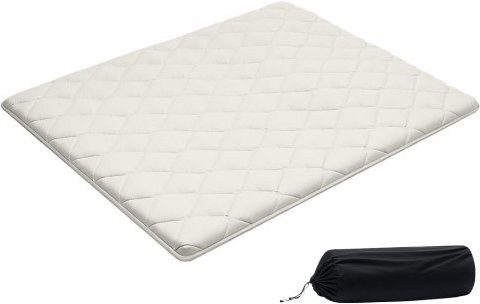 VEVOR Japanische Tatami-Matte Queen Size, faltbare Futon-Matratze mit Aufbewahrungstasche und Verschlüssen, 9-lagige Bodenmatte in Weiß, B/T/H: 203,2 x 152,4 x 6,35 cm - Bild 1
