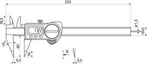 Helios-Preisser Digitaler Tiefenmessschieber IP67 mit spitzen Messschenkeln aus Edelstahl, B/T/H: 150 x 40 mm - Bild 1