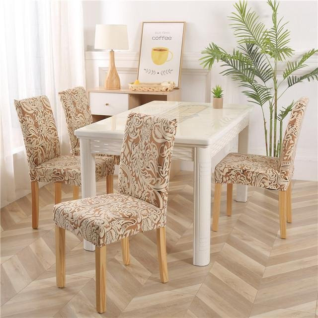 Housmife Universal Stuhlbezug aus Stretch-Material in Beige für Esszimmer und Hochzeiten - Bild 1
