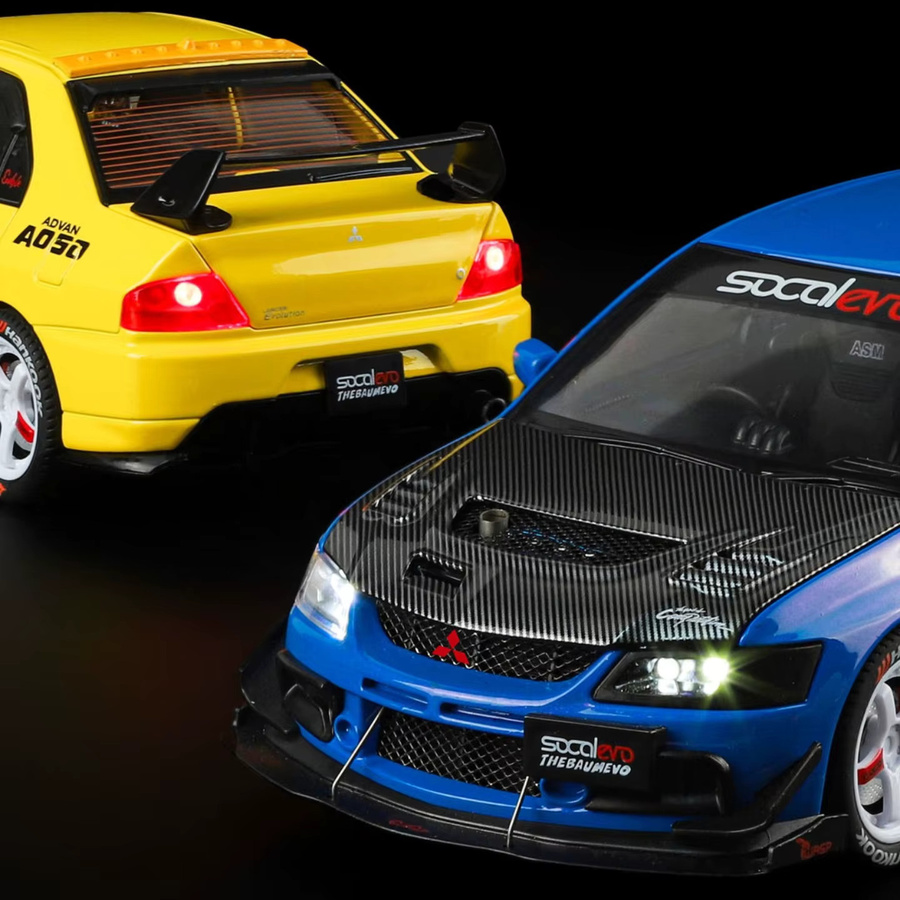 MAKEDA Mitsubishi Lancer Evolution IX EVO9, Rennwagen, 1:24, Gelb, Metall - Bild 2