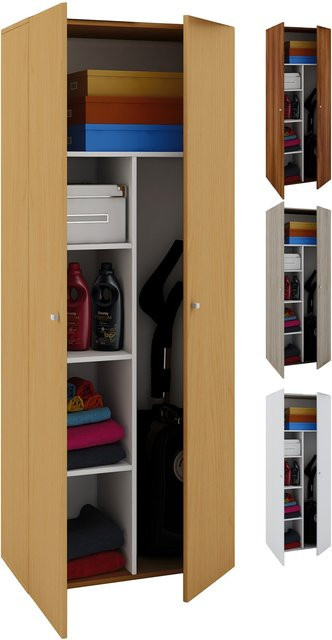 VCM Besenschrank aus Holz mit 6 Fächern in Braun, B/T/H: 70 x 40 x 178 cm - Bild 1