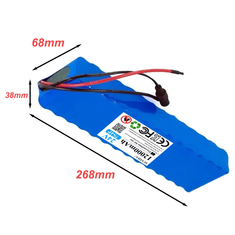 SUYIJIA Lithium-Ionen-Akku 24V 12Ah mit Ladegerät, 12000mAh 18650 Akku Set in Blau, geeignet für Fahrrad und Roller - Bild 2