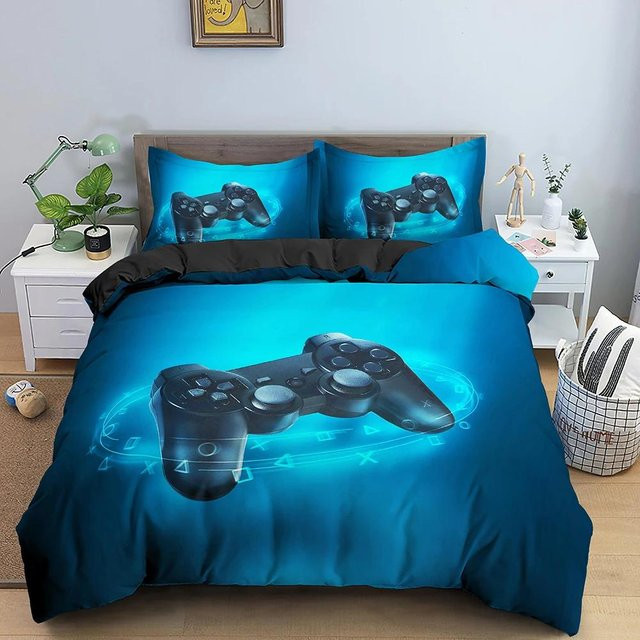 Bettwäscheset Your Warm Home mit Spielzeug-Print und gepunkteten Bausteinen, 3-teilig, Mehrfarbig, B/H: 240 x 220 cm - Bild 1
