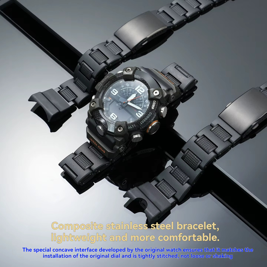 Casio Uhrenarmband, Kunststoff, Edelstahl, Schwarz, Unisex - Bild 3