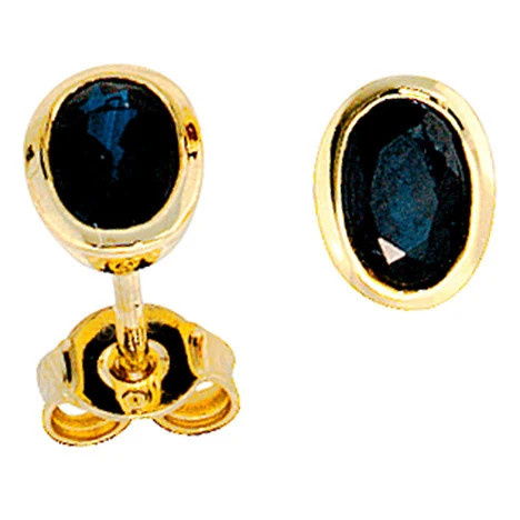 Colfem Ohrstecker 585 Gelbgold, Saphir, oval - Bild 1