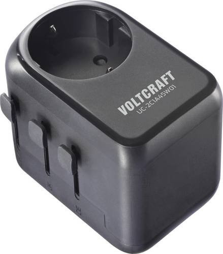Voltcraft UC-2C1A45W01 Reiseladeadapter 45W mit 2x USB-C und 1x USB-A Fast Charge in Schwarz - Bild 1