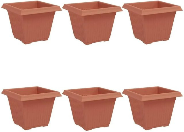 vidaXL Quadratische Blumentöpfe 6er Set Ziegelrot B/T/H: 38 x 38 x 30 cm - Bild 1