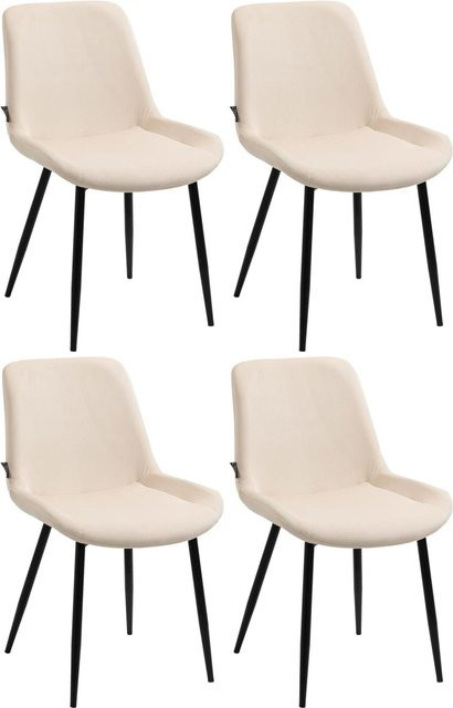 4er Set Esszimmerstühle DELUKE WIKIL aus Samt in Creme mit matt schwarzem Metallgestell, Höhe: 80 cm, Breite: 51 cm, Tiefe: 60 cm - Bild 1