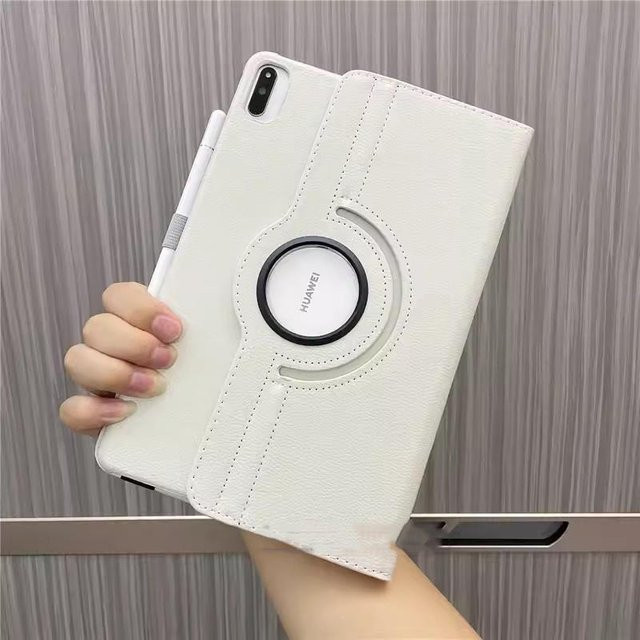 Drehbare Lederhülle für Samsung Galaxy Tab S11, S10 Lite, S10 FE, A9 Plus und A11 in Weiß - Bild 1