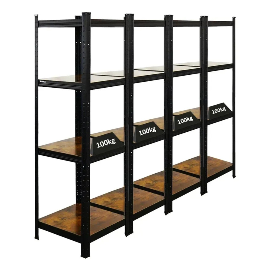 BERLINLODGE Ragnar 4er Wohnregal Set in Vintagebraun-Schwarz, H x B x T: 150 x 45 x 45 cm - Bild 2