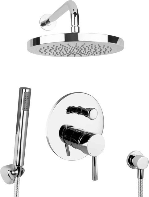 PaulGurkes Unterputz Regendusche Duschsystem mit Handbrause in Chrom und Silber - Bild 1