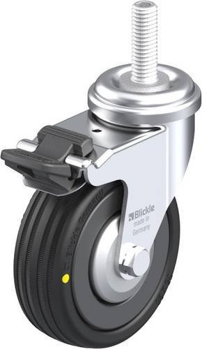 Blickle Lenkrolle mit Feststeller 352146 LRA-VPA 75K-FI-EL-FA-GS10 in Schwarz und Silber, Rad-Durchmesser: 75 mm, Tragfähigkeit: 45 kg - Bild 1