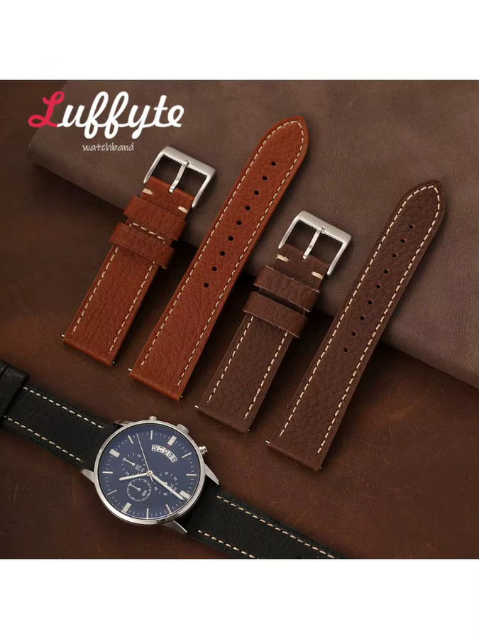 luffyte Uhrenarmband Echtleder, Lychee-Textur, Herren - Bild 2
